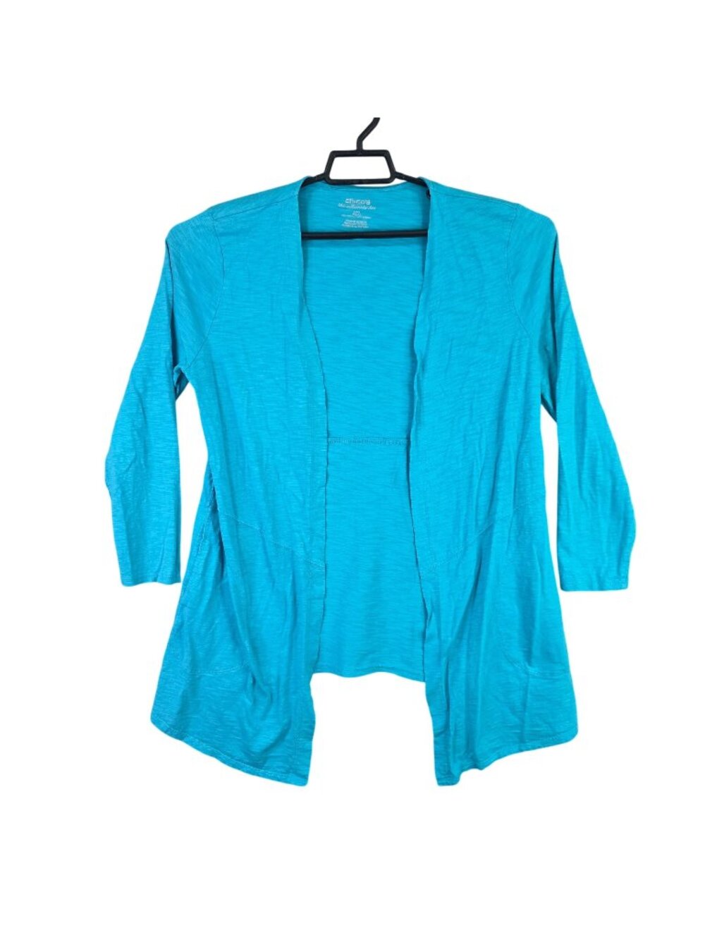 Womens Chicos The Ultimate Tee Open Cardigan Aqua Blue Cotton Blend Size 1